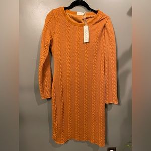 Roolee burnt orange knit midi dress size large